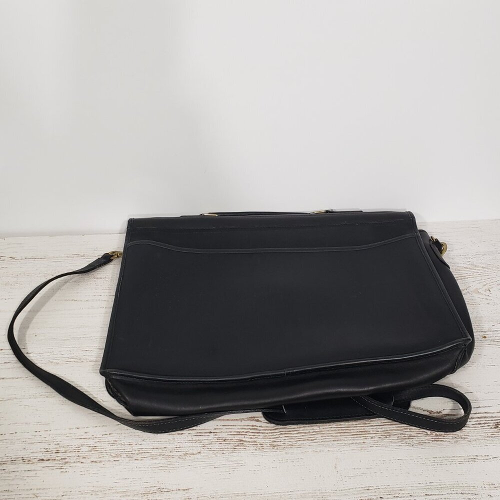 REVE  Black Leather Attache Laptop Messenger Bag - Picture 4 of 10